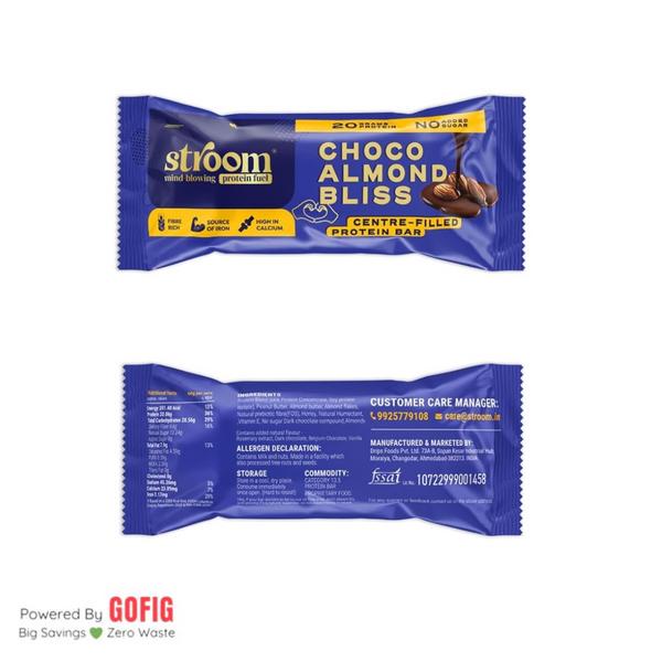 Stroom 20G Choco Almond Bliss Protein Bar (63 g) - Pack of 2