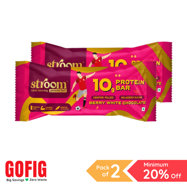 Stroom 10G Berry White Chocolate Protein Bar (45 g) - Pack of 2