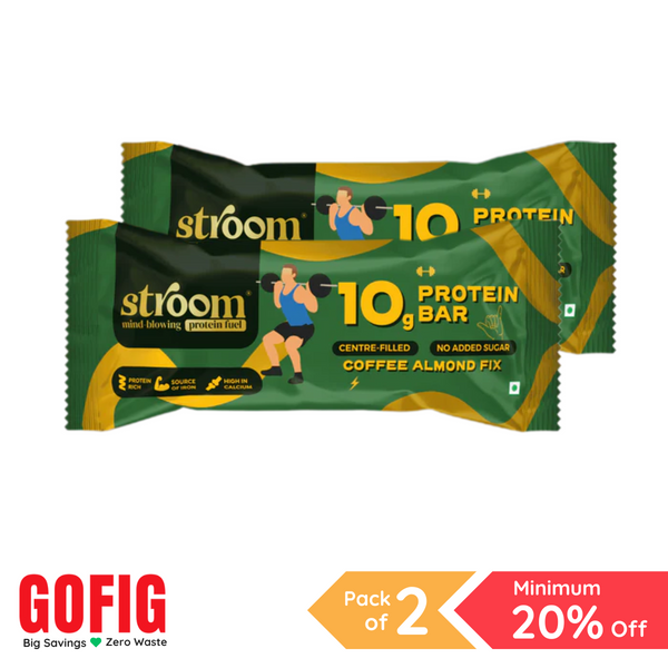 Stroom 10G Coffee Almond Fix Protein Bar (45 g) - Pack of 2