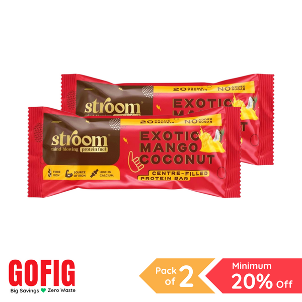 Stroom 20G Exotic Mango Coconut Protein Bar (63 g) - Pack of 2