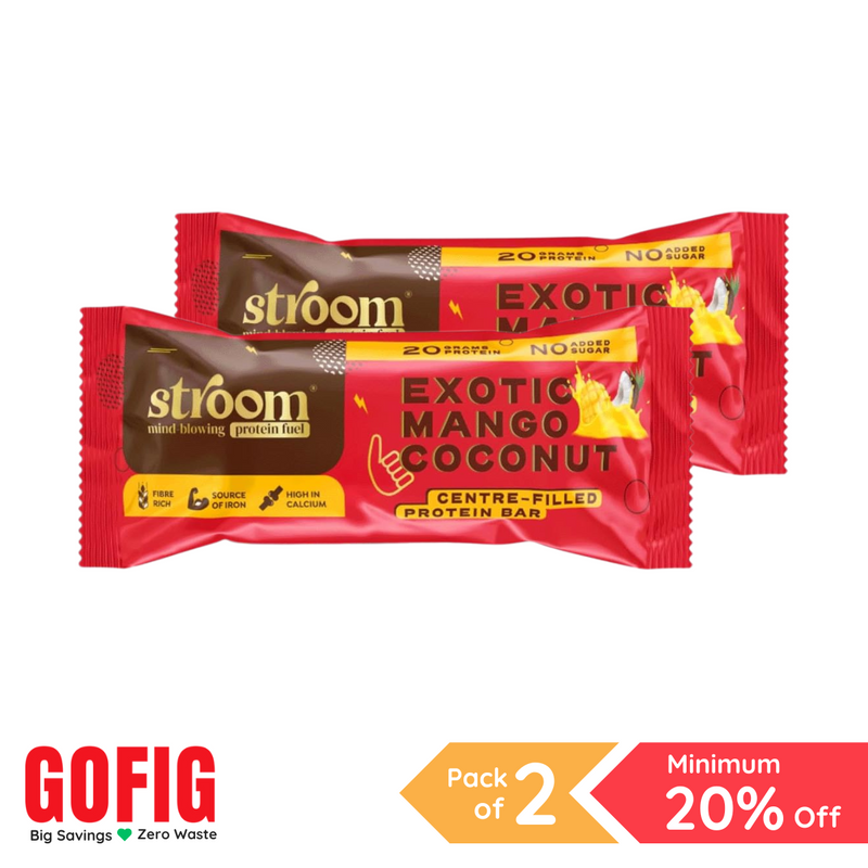 Stroom 20G Exotic Mango Coconut Protein Bar (63 g) - Pack of 2