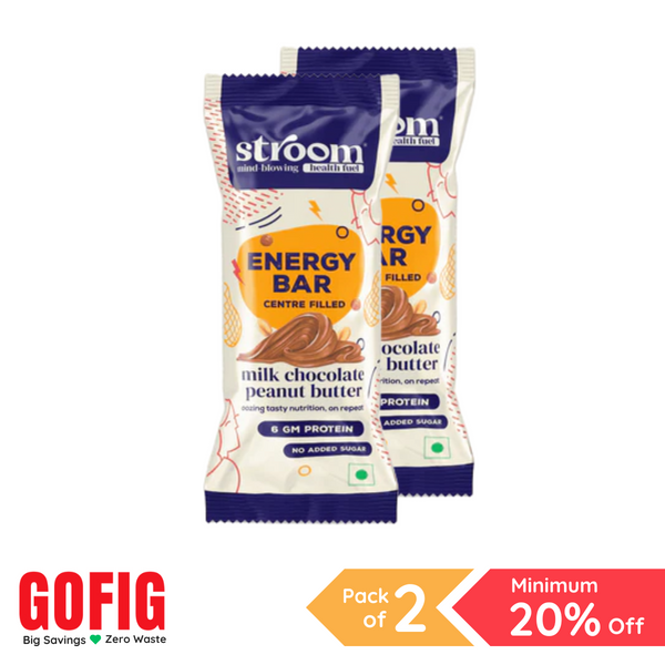 Stroom Milk Chocolate Peanut Butter Energy Bar (36 g) - Pack of 2