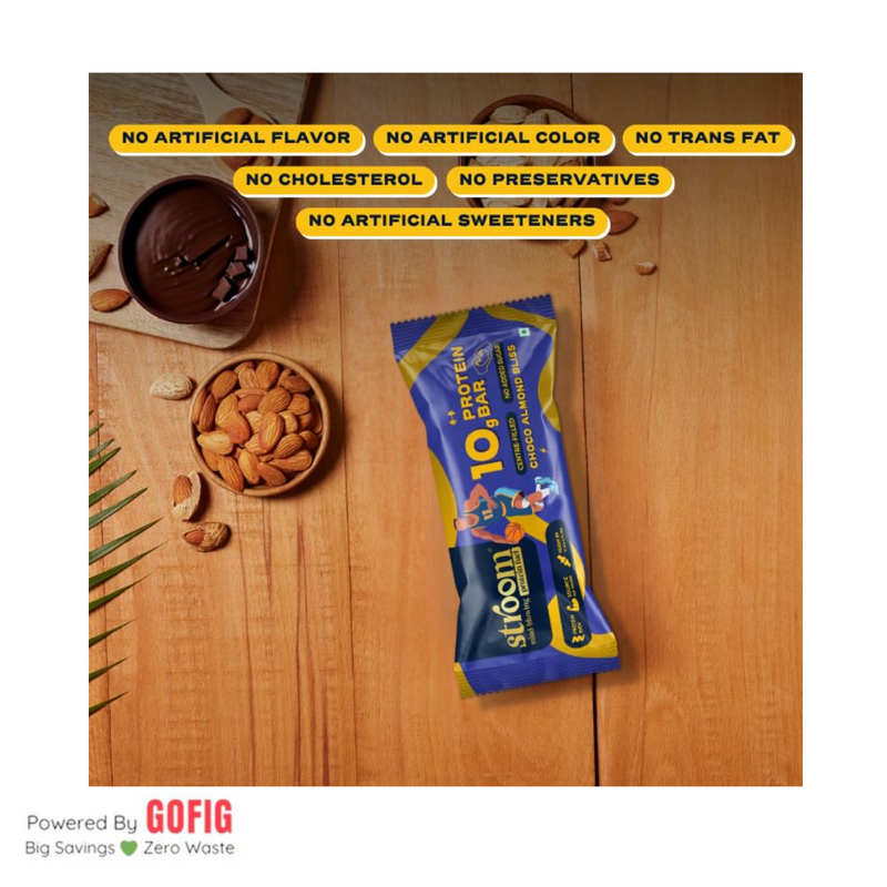 Stroom 10G Choco Almond Bliss Protein Bar (45 g) - Pack of 2