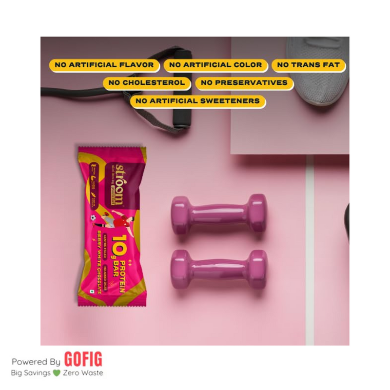 Stroom 10G Berry White Chocolate Protein Bar (45 g) - Pack of 2