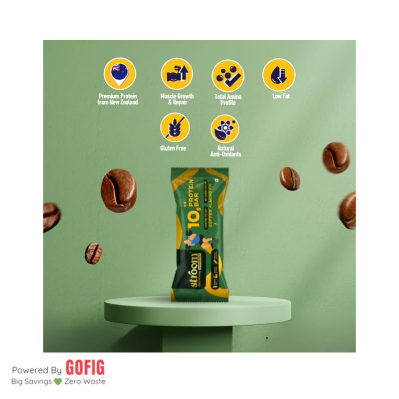 Stroom 10G Coffee Almond Fix Protein Bar (45 g) - Pack of 2