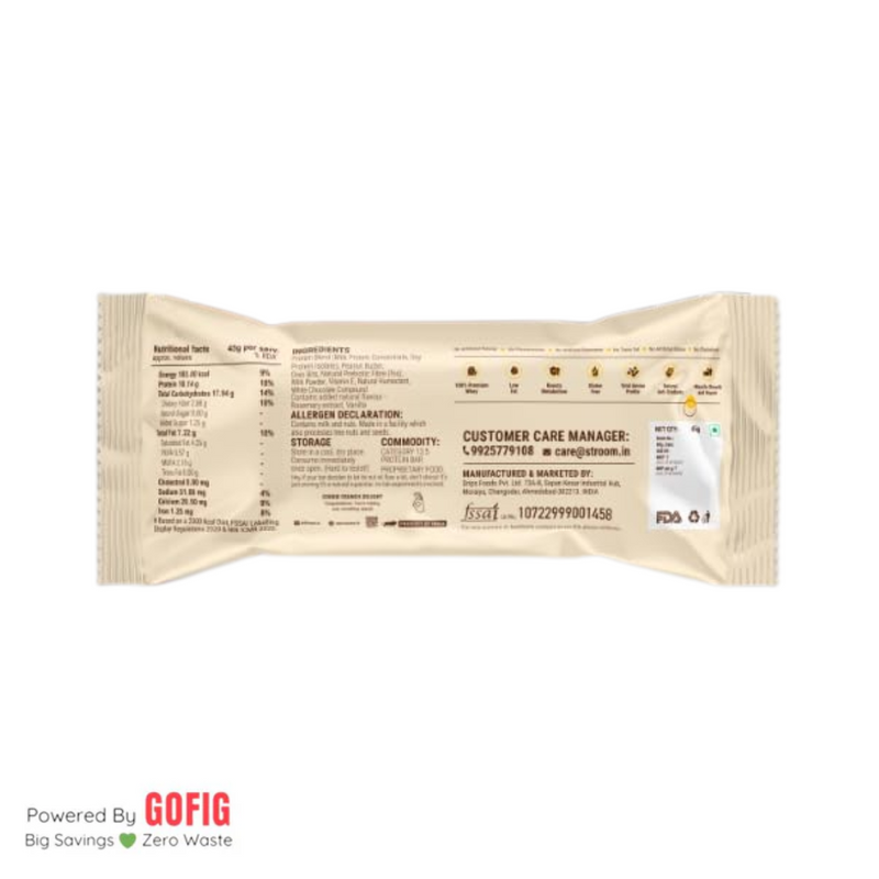 Stroom 10G Cookie Crunch Delight Protein Bar (45 g) - Pack of 2