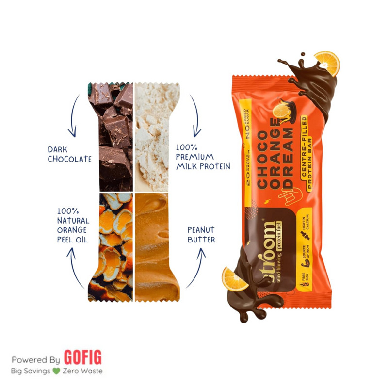 Stroom 20G Choco Orange Dream Protein Bar (63 g) - Pack of 2