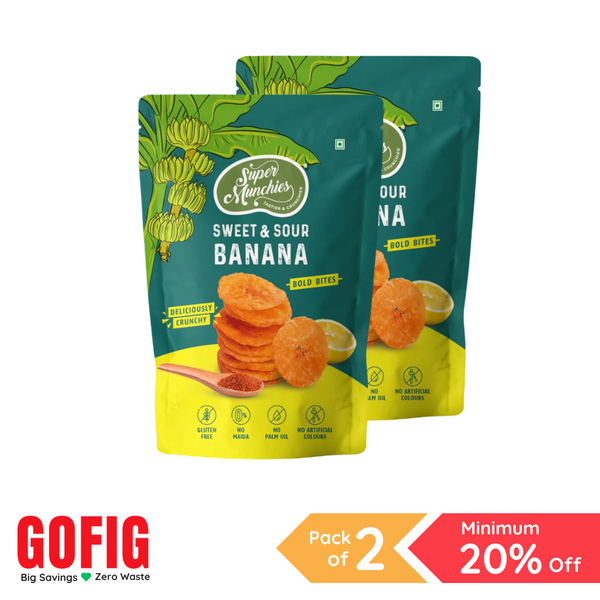 Super Munchies Bold Bites Sweet & Sour Banana (55 g) - Pack of 2