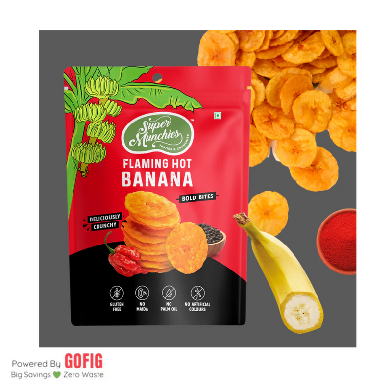 Super Munchies Bold Bites Flaming Hot Banana (55 g) - Pack of 2