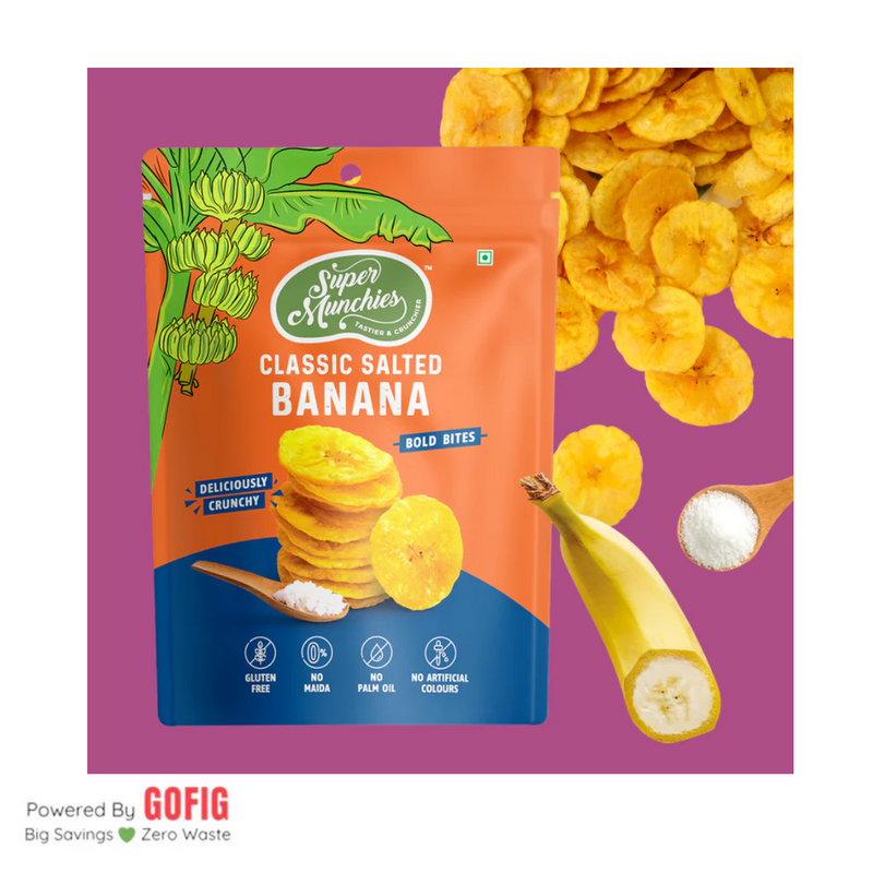Super Munchies Bold Bites Classic Salted Banana (55 g) - Pack of 2