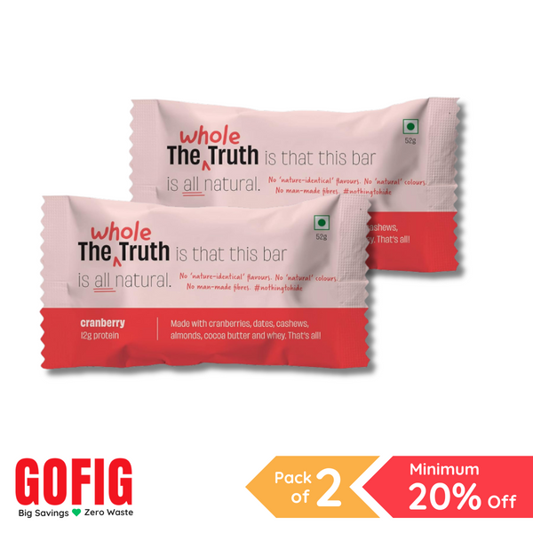 TWT Cranberry Protein Bar (52 gm) - Pack of 2