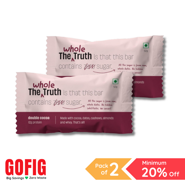 TWT Double Cocoa Protein Bar (52 gm) - Pack of 2