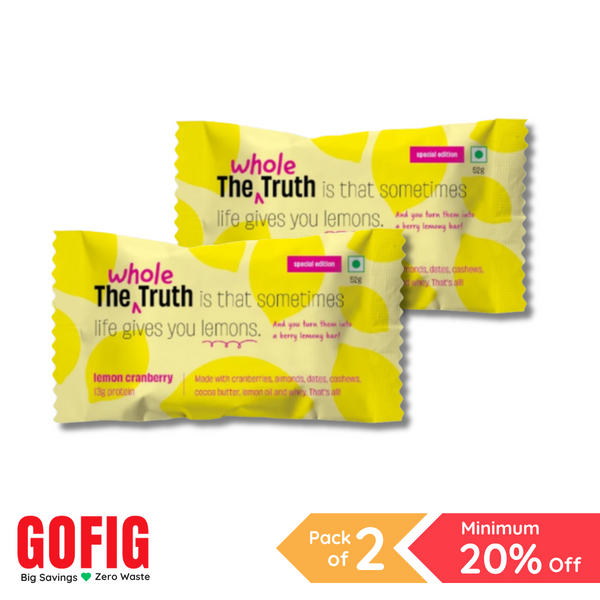 TWT Lemon Cranberry Protein Bar (52 g) - Pack of 2