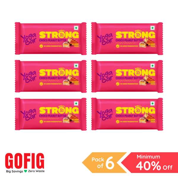 Yogabar Strong Choco Peanut Butter Protein Bars (50 g) - Pack of 6