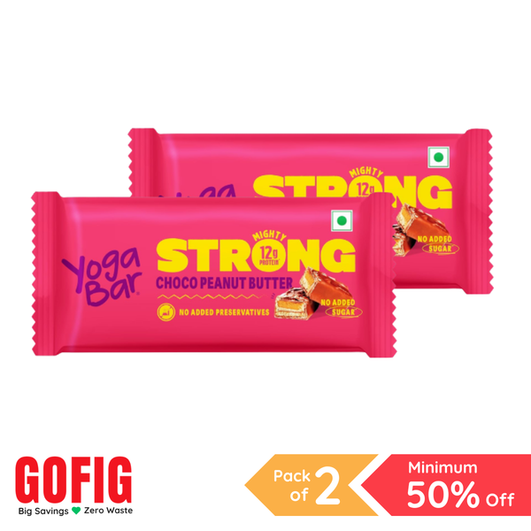 Yogabar Strong Choco Peanut Butter Protein Bars - Pack of 2