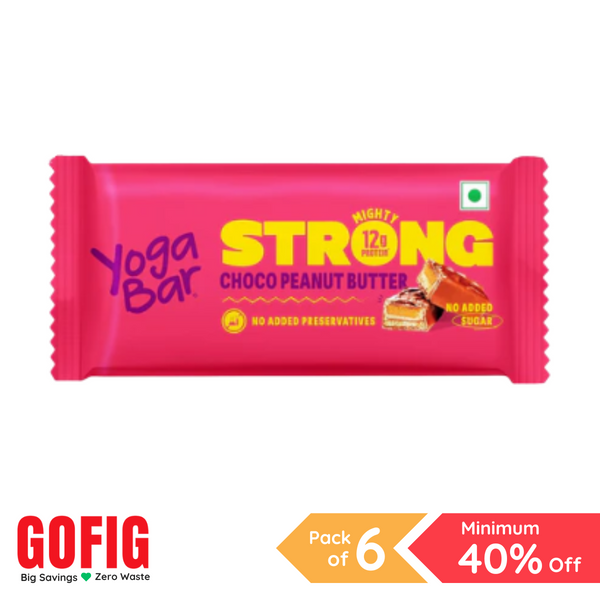 Yogabar Strong Choco Peanut Butter Protein Bars (50 g) - Pack of 6