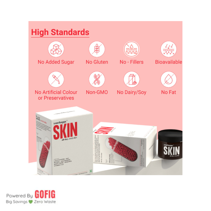 YourHappyLife Skin Capsules with Glutathione, Retinol, & NAC (140 g)  Gofig